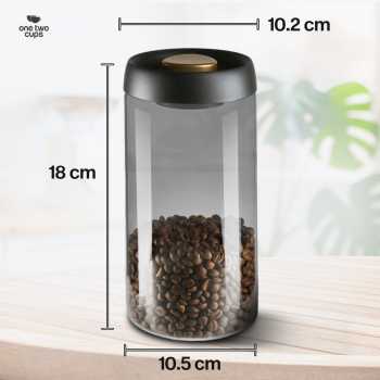 Gambar produk One Two Cups Toples Kaca Penyimpanan Biji Kopi Vacuum Sealed Lid 1.2L - SE41