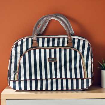 Rhodey Tas Travel Jinjing PU Leather Duffle Bag Stripe Model - S01
