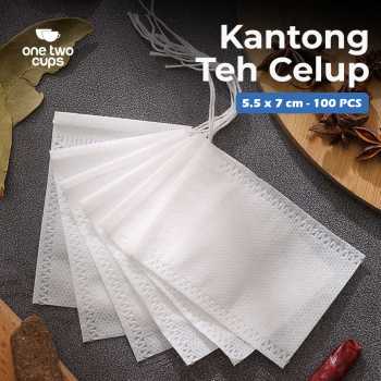 Gambar produk One Two Cups Kantong Teh Celup Kosong Teabag Non Woven 5.5x7cm 100 PCS - M100