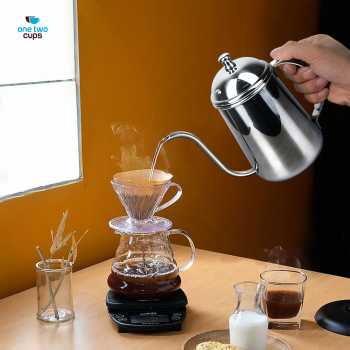 Gambar produk One Two Cups Teko Kopi Leher Angsa Pour Over Kettle Stainless Steel 650ml - HS4011