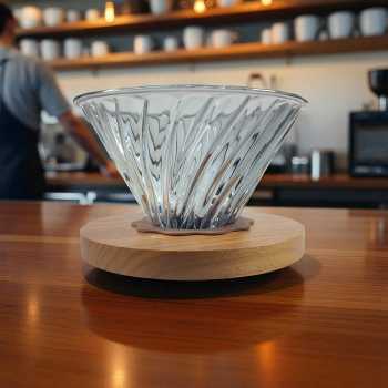 ANTM Filter Penyaring Kopi V60 Coffee Dripper with Walnut Tray - SD-8106