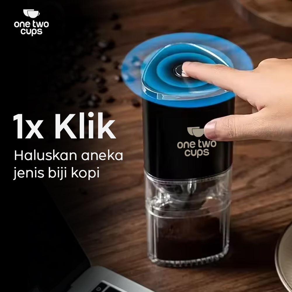 Gambar produk One Two Cups Penggiling Kopi Elektrik Coffee Grinder Adjustable 155ml - ZT-003