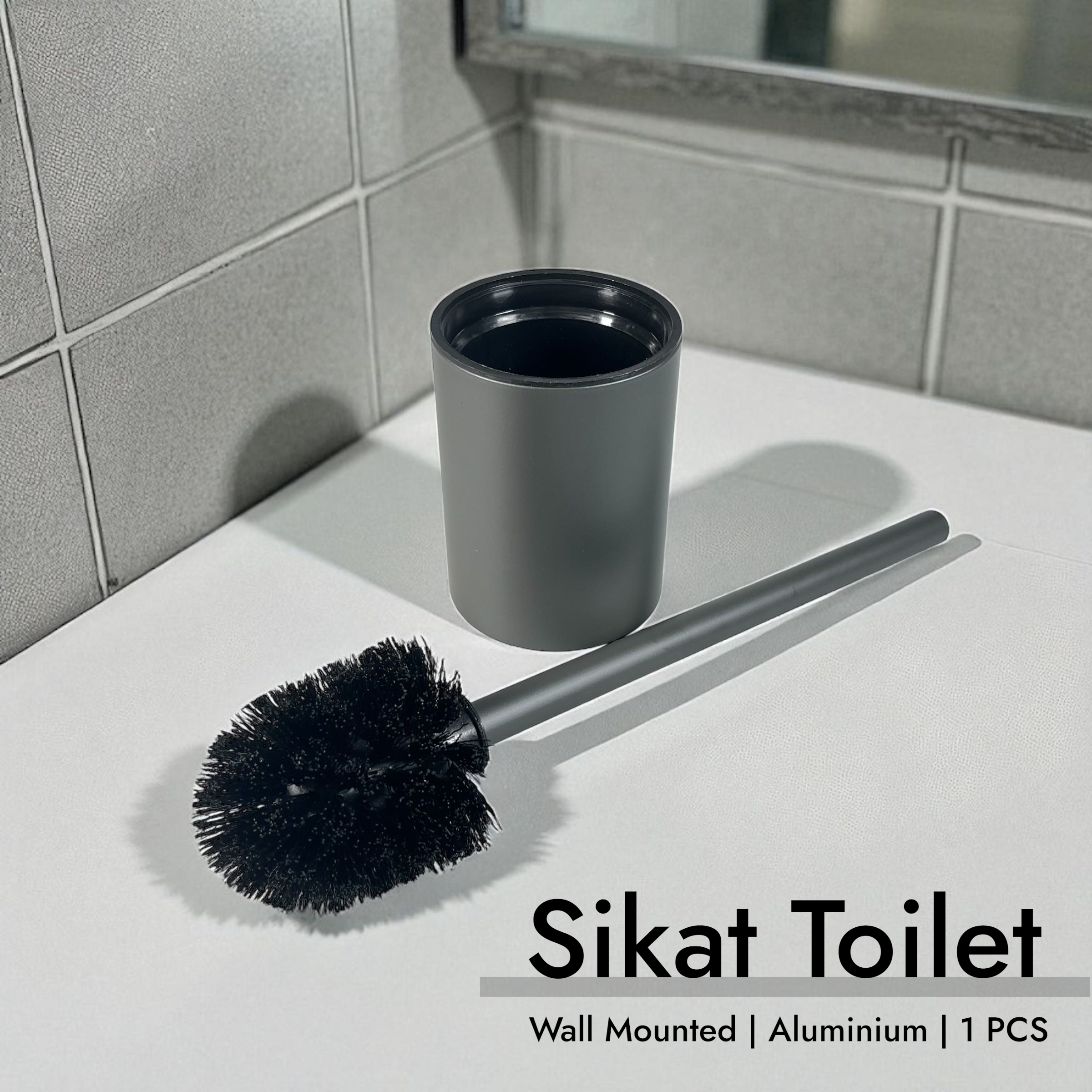 Gambar produk TOINED Sikat Toilet WC Brush Wall Mounted Space Aluminium - SA3