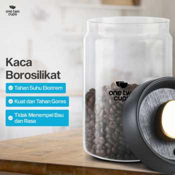 Gambar produk One Two Cups Toples Kaca Penyimpanan Biji Kopi Vacuum Sealed Lid 900ml - SE41