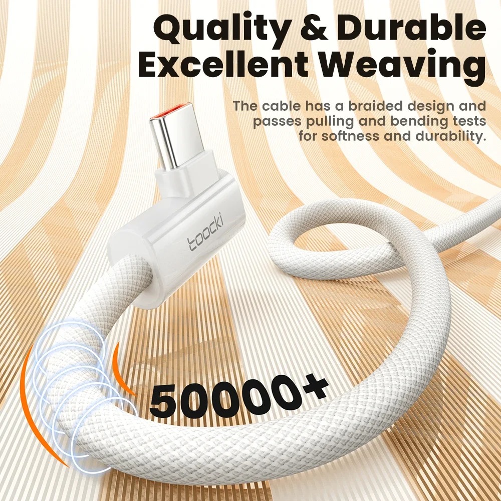 Gambar produk Toocki Kabel Data USB Type C Fast Charging L-Shape Braided 100W 6A 1M