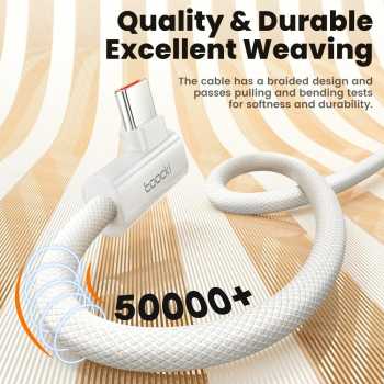 Gambar produk Toocki Kabel Data USB Type C Fast Charging L-Shape Braided 100W 6A 1M