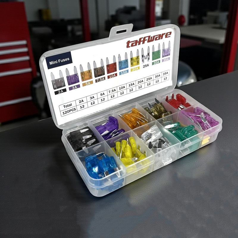 Gambar produk Taffware Set Sekring Mobil Tancap Fuse Blade Mini with Box 120 PCS - BX012