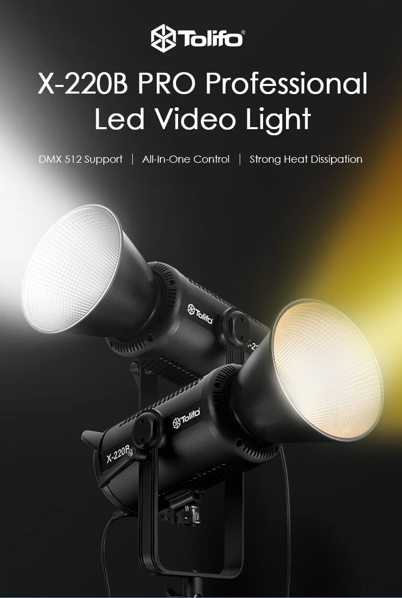 Gambar produk Tolifo Lampu Video LED Bi-Color COB Video Light 215W 6500K - X-220B Pro