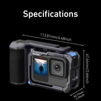 Gambar produk TELESIN Handle Grip Action Camera GoPro 9 to 13 with Aluminium Cage - S6-FMS-26-TGP
