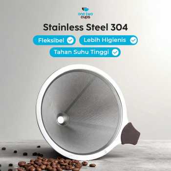 One Two Cups Saringan Kopi Stainless Steel 304 Filter V60 Large - F-412 Gambar produk One Two Cups Saringan Kopi Stainless Steel 304 Filter V60 Large - F-412