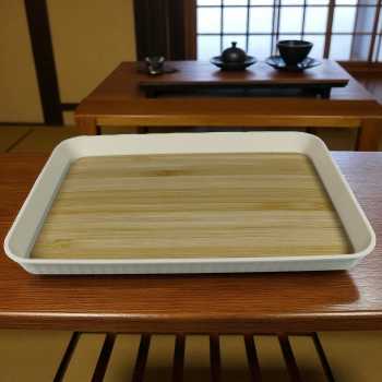 Gambar produk BANDEJA Tea Tray Japanese Wood Style Nampan Plastik Tatakan Gelas Teh M 31.5x21.8x2.4cm - BD027