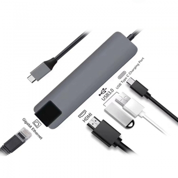 Gambar produk EDUP USB Type C Hub 5in1 LAN HDTV Pass Through Charging - YC-206