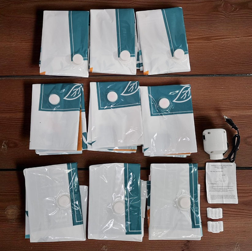 Gambar produk TaffPACK Kantong Plastik Vakum Pakaian Vacuum Bag 9 PCS Electric Pump - TF158