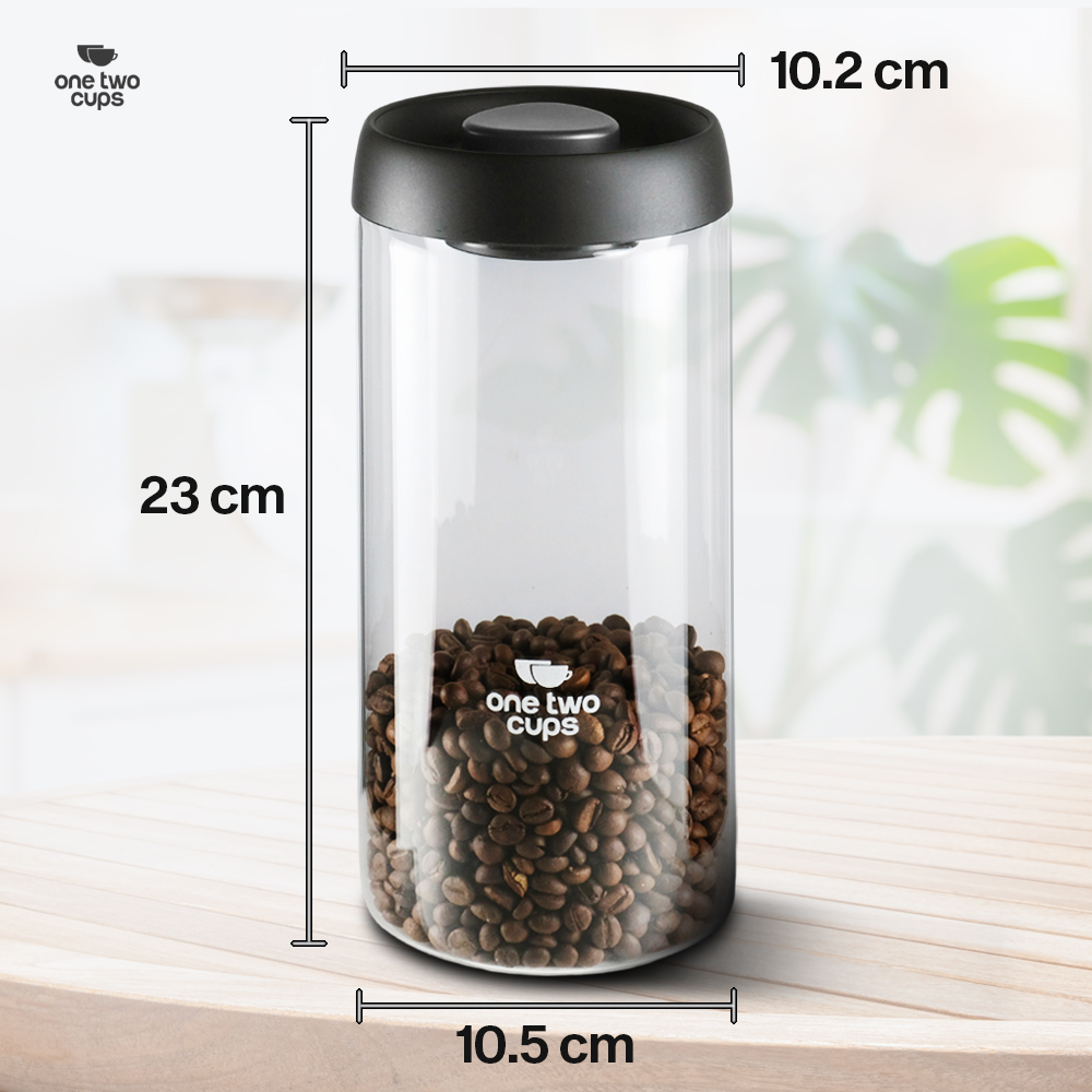 Gambar produk One Two Cups Toples Kaca Penyimpanan Biji Kopi Vacuum Sealed Lid 1.8L - SE41