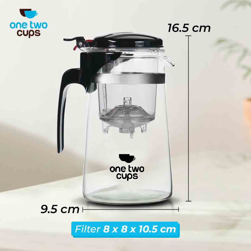 Gambar produk One Two Cups Teko Teh Kaca Saringan Tahan Panas Infuser Teapot 700ml - K1