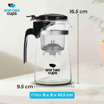 Gambar produk One Two Cups Teko Teh Kaca Saringan Tahan Panas Infuser Teapot 700ml - K1