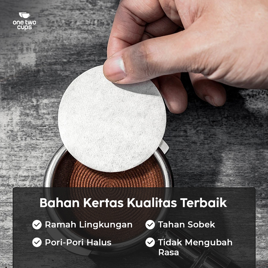 Gambar produk One Two Cups Kertas Saringan Kopi Coffee Filter Paper Moka Pot 100 PCS 42mm - OJ-1
