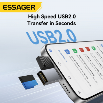 Gambar produk ESSAGER Card Reader 2in1 Lightning OTG USB 2.0 MicroSD - ES-DK02