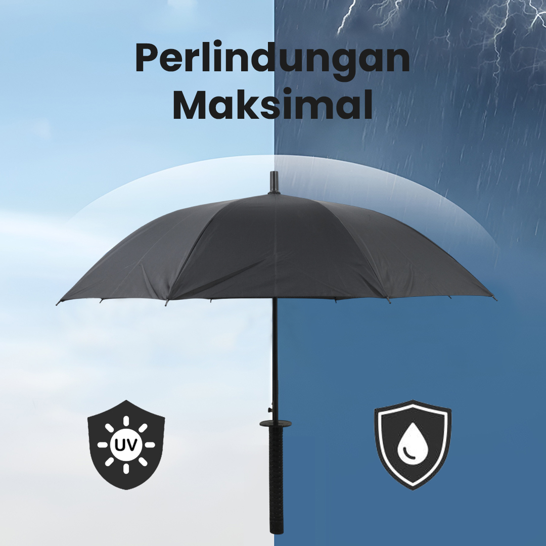 Gambar produk HHYUKIMI Payung Model Samurai Jepang Semi Otomatis Windproof Anti UV - AA415