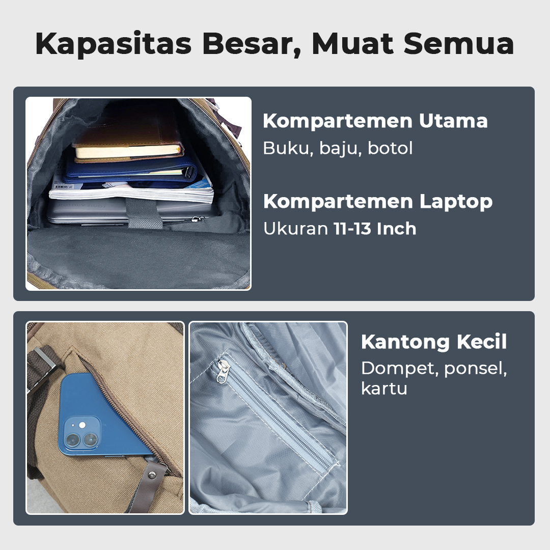 Gambar produk Free Knight Tas Ransel Selempang Barrel Travel Mountaineering Canvas - M0005