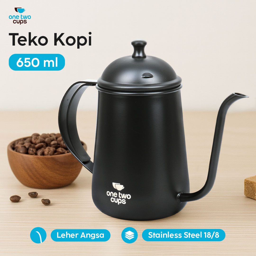 One Two Cups Teko Kopi Leher Angsa Pour Over Kettle Stainless Steel 650ml - HS4011 Gambar produk One Two Cups Teko Kopi Leher Angsa Pour Over Kettle Stainless Steel 650ml - HS4011