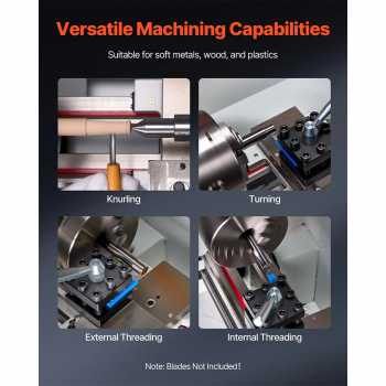 Gambar produk VEVOR Mesin Bubut Mini Lathe Beads Woodworking 2500RPM 1000mm 1250W - MX-S450