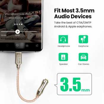 Gambar produk ALAC Kabel USB Type C ke 3.5mm Adaptor HiFi DAC Conexant CX31993 Chip - CX-PRO