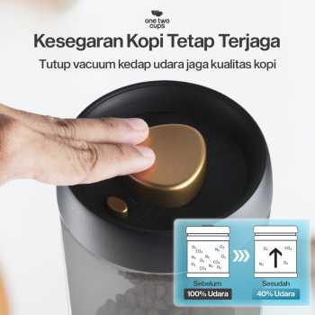 Gambar produk One Two Cups Toples Kaca Penyimpanan Biji Kopi Vacuum Sealed Lid 1.8L - SE41