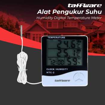 Taffware Alat Pengukur Suhu Humidity Digital Temperature Meter Clock - HTC-2