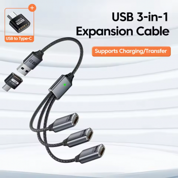 DIXSIG Kabel OTG Splitter 3in1 USB Type A Male to Female with Adapter - DG-102