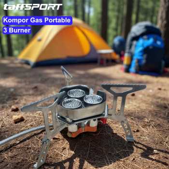 Gambar produk TaffSPORT Kompor Gas Portable Lipat 3 Burner Ultralight Camping Stove - KV36