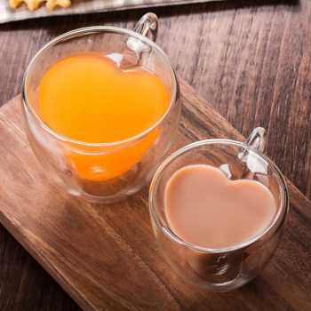 Gambar produk One Two Cups Cangkir Kopi Kaca Tahan Panas Double Wall Love Cup 140ml - CV2103l