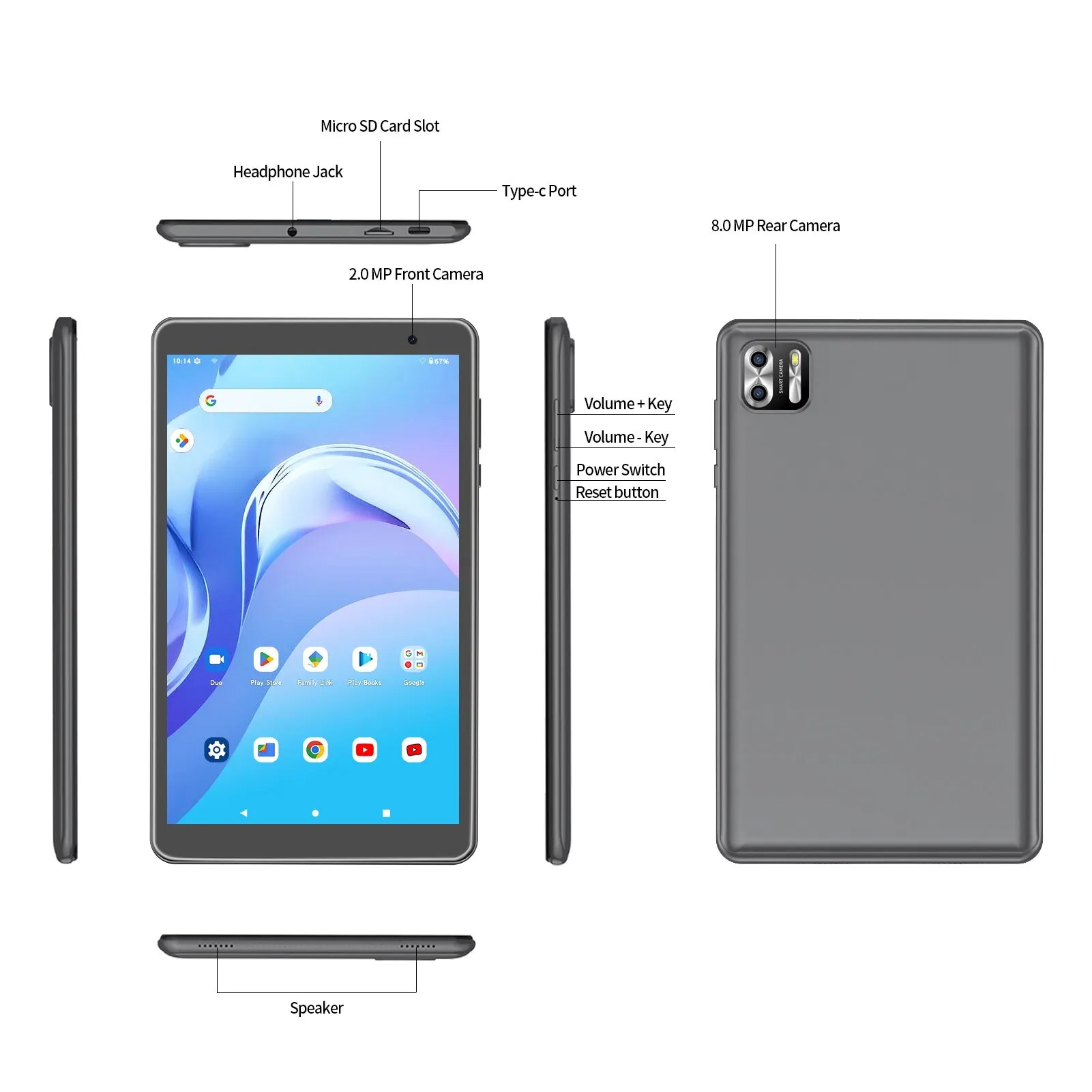 Gambar produk PRITOM Tablet Android 13 WiFi 8 Inch IPS 8GB RAM 64GB ROM 5000mAh - B8