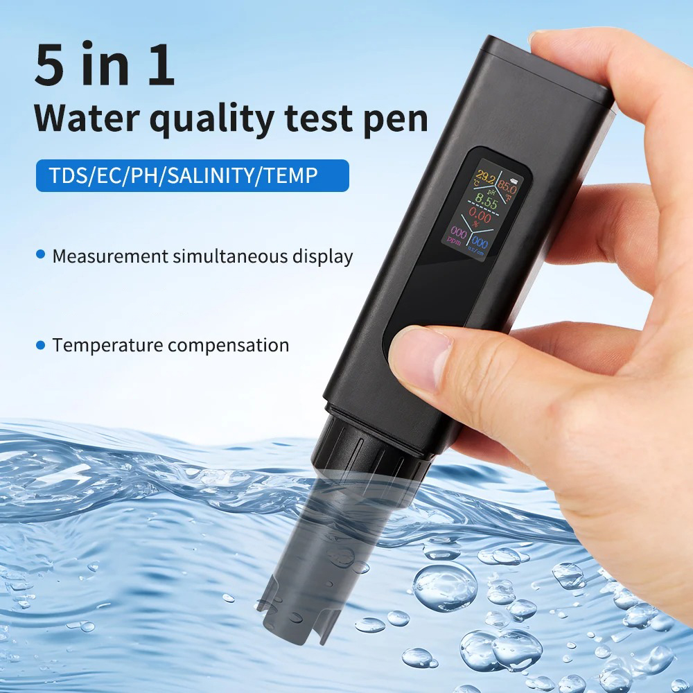 Gambar produk JUANJUAN Alat Ukur Kualitas Air Digital 5in1 PH EC TDS Meter Pen - J510