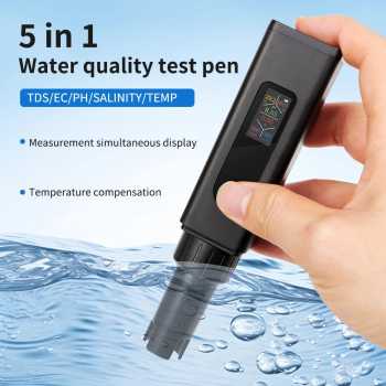 Gambar produk JUANJUAN Alat Ukur Kualitas Air Digital 5in1 PH EC TDS Meter Pen - J510