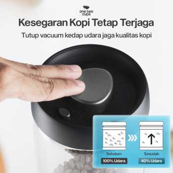 Gambar produk One Two Cups Toples Kaca Penyimpanan Biji Kopi Vacuum Sealed Lid 900ml - SE41