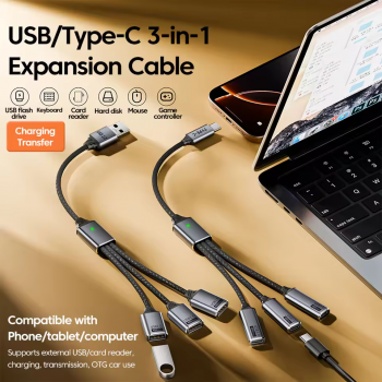 Gambar produk DIXSIG Kabel OTG Splitter 3in1 USB Type C Male to Female with Adapter - DG-101