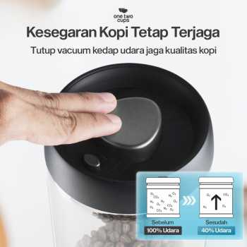 Gambar produk One Two Cups Toples Kaca Penyimpanan Biji Kopi Vacuum Sealed Lid 1.8L - SE41