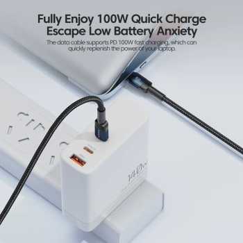 Gambar produk Toocki Kabel Data Type C to Type C Fast Charging Braided 5A 100W 1M - TXCTT1-HY01