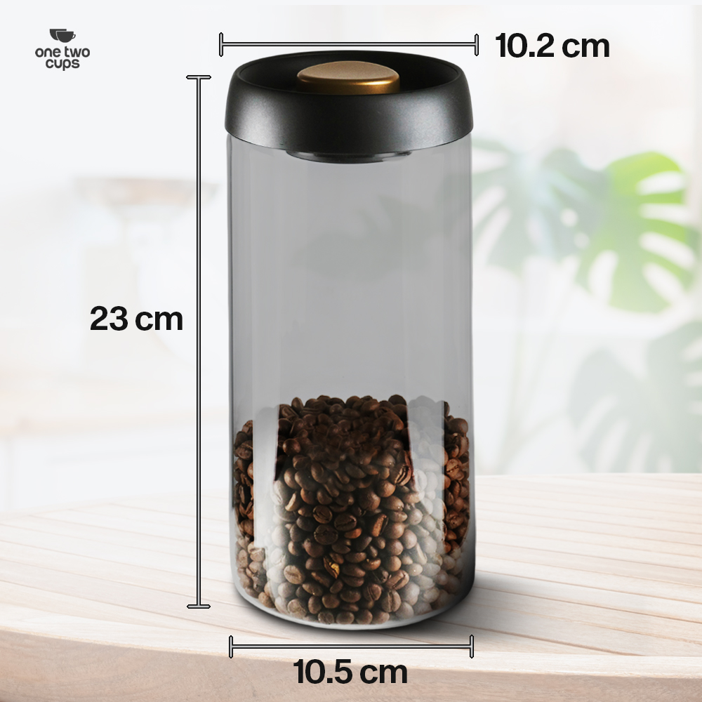 One Two Cups Toples Kaca Penyimpanan Biji Kopi Vacuum Sealed Lid 1.8L - SE41 Gambar produk One Two Cups Toples Kaca Penyimpanan Biji Kopi Vacuum Sealed Lid 1.8L - SE41