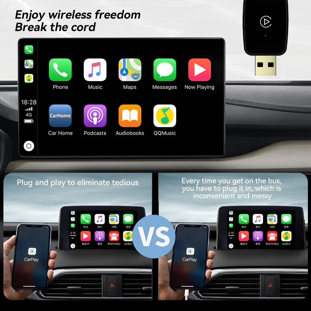 Gambar produk WEISHI Wireless CarPlay Adapter USB Dongle Android Auto Bluetooth 5.0 - OT100