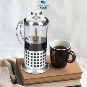 Gambar produk One Two Cups French Press Coffee Maker Pot Plunger Borosilicate 350ml Grid - KG72I