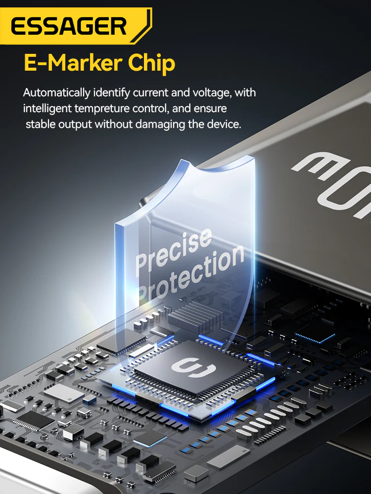 Gambar produk ESSAGER Kabel Data USB Type C Multifungsi Fast Charging 240W 1M - EXCTT3-SB0A-Z