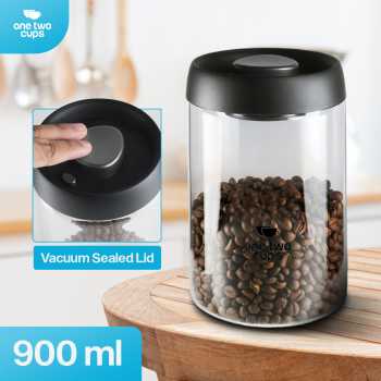 One Two Cups Toples Kaca Penyimpanan Biji Kopi Vacuum Sealed Lid - SE41