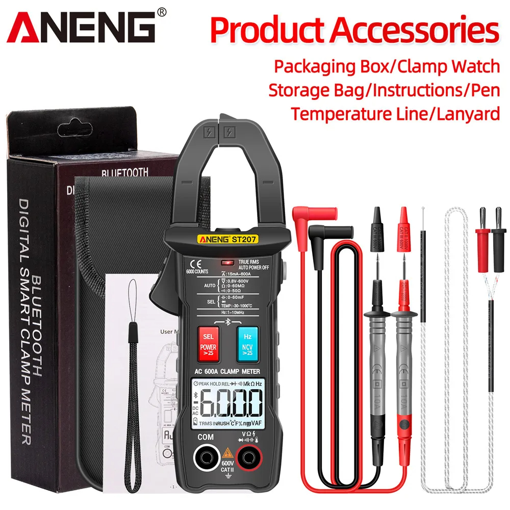 Gambar produk ANENG Digital Bluetooth Multimeter Voltage Tester Clamp - ST207