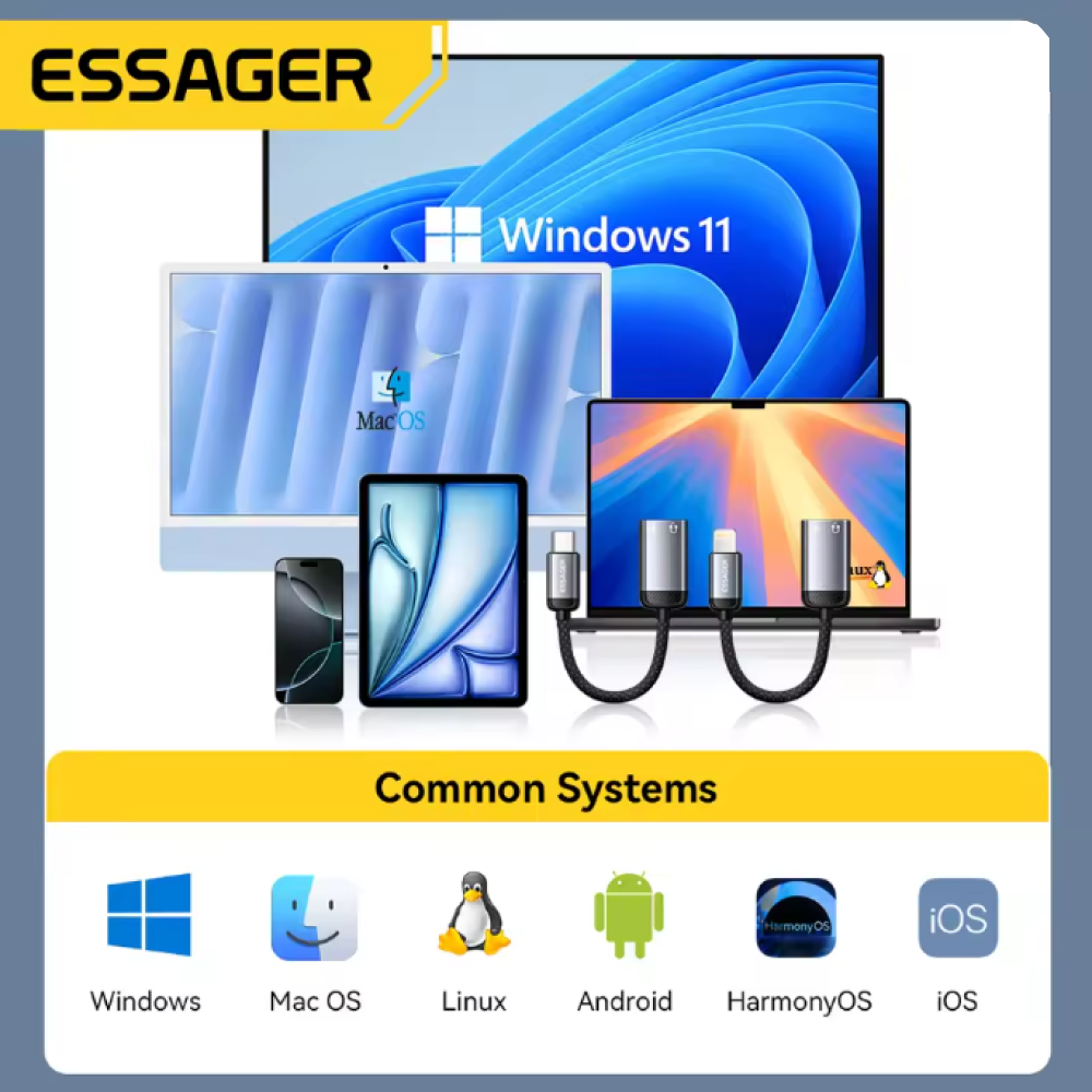 Gambar produk ESSAGER Kabel Adapter Audio OTG USB Type C to Lightning 15cm - EYPTL-LT0G-P