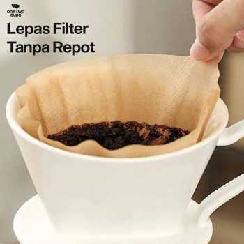 One Two Cups Kertas Saringan Kopi Filter Paper V60 2-4 Cups 100 PCS - U102 Gambar produk One Two Cups Kertas Saringan Kopi Filter Paper V60 2-4 Cups 100 PCS - U102