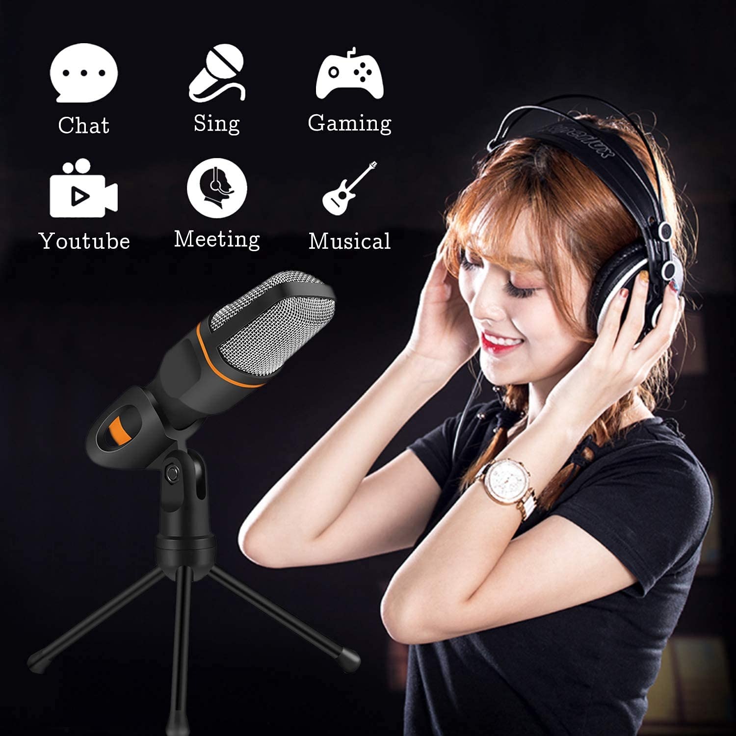 Gambar produk TaffSTUDIO Mikrofon Kondenser Microphone Condenser Podcast with Stand Type C - SF-666