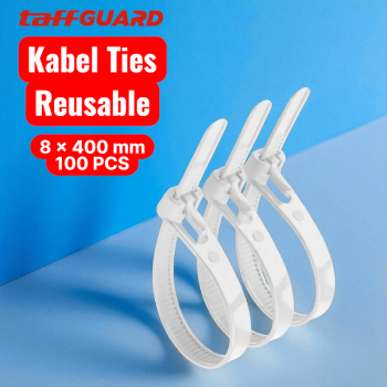 TaffGUARD Kabel Ties Zip Cable Organizer Reusable 8x400mm 100 PCS - NL816