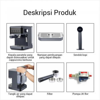 Gambar produk JIAYIN Mesin Kopi Espresso Coffee Maker Frothing 20 Bar 850W 1.8L - MK-868
